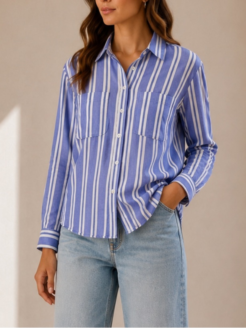 Abercrombie & Fitch Boyfriend Button Down Shirt Blue Stripe Women’s Small